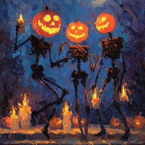 Skeleton Dance DIY Diamond Painting Kit, Full Square and Round Drill, Diamond Mosaic, Paint With Diamonds, Halloween Kit, Spooky Diamond Kit