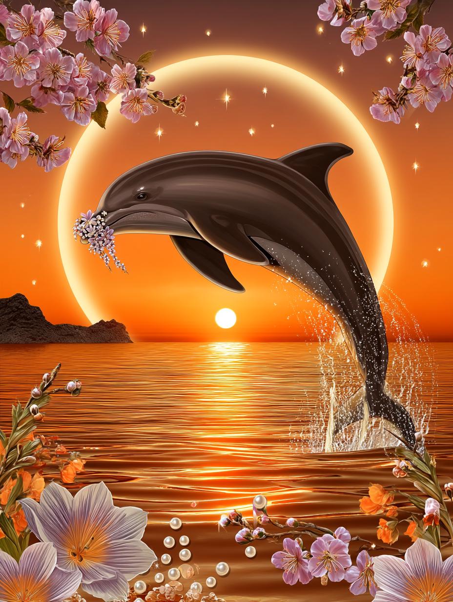 Dolphin DIY Diamond Painting Kit, Full Square and Round Drill
