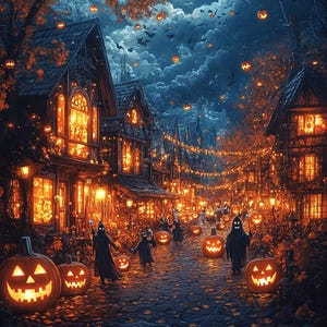 Halloween Village DIY Diamond Painting Kit, Full Square and Round Drill, Diamond Mosaic, Paint With Diamonds, Pumpkin Diamond Art Kit