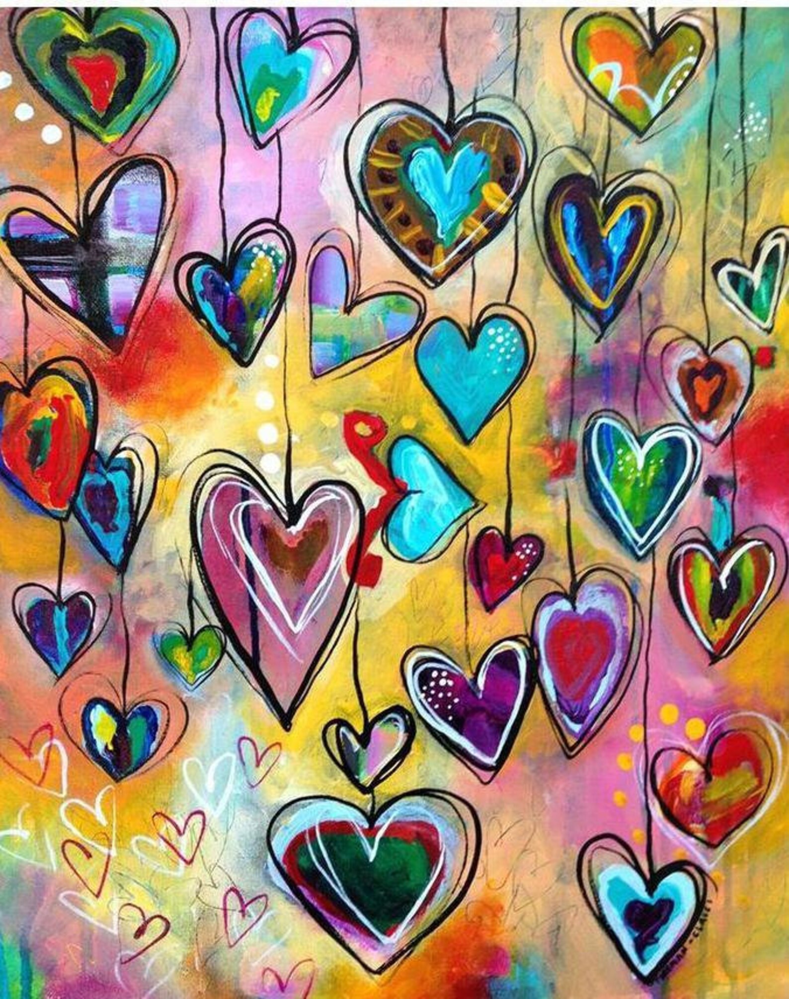 5D DIY Voller Platz Runde Bohrer Sch ne Bunte Herzen Diamant Etsy