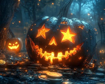 Jack O' Lantern Pumpkin DIY Diamond Painting Kit, Full Square and Round Drill, Diamond Mosaic, Paint With Diamonds, Halloween Diamond Art