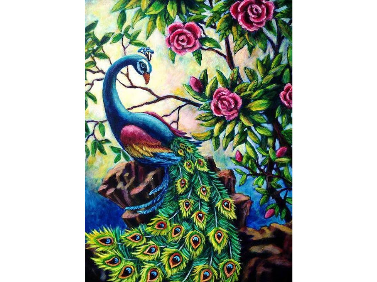 Full Square Round Drill Diamond Embroidery Kit Cross Stitch Mosaic Peacock 5D Diamond Painting