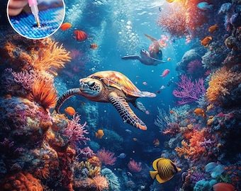Bimkole 5D Diamond Painting Kit Completo Fai da Te Tartaruga Marina, Animale Pittura Diamante Punto Croce Strass Arte E Creazione Di Mosaico Decorazione Murale Artigianale 30X40 cm
