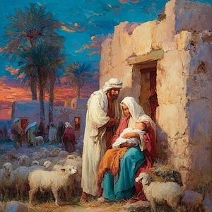 Mary and Joseph Holding Baby Jesus Diamond Painting Kit, Full Square and Round Drill, Diamond Mosaic, Paint With Diamonds, Diamond Painting