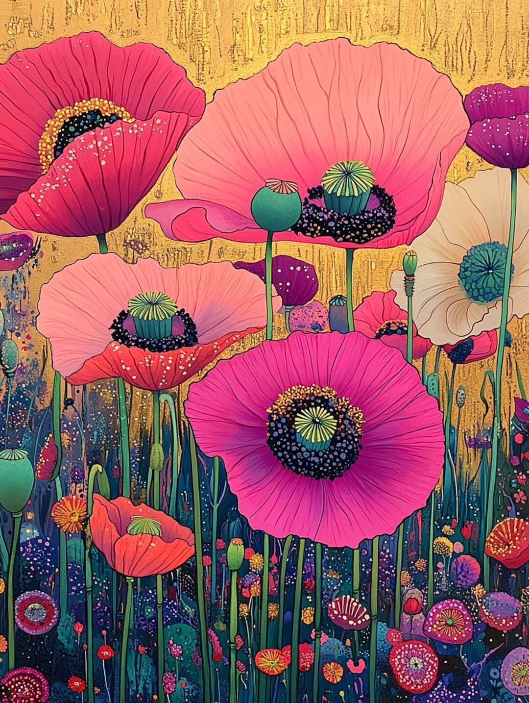 Poppies Field DIY Diamond Painting Kit, Full Square and Round Drill ...
