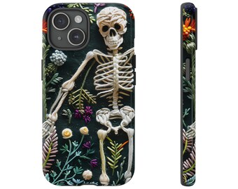 3D Skeleton Telefoonhoesje, Stoere Telefoonhoesje, Vintage Stijl Telefoonhoesje, Esthetische Telefoonhoesje, Gotisch hoesje, Donkere Esthetiek, Donkere Academia, Schedel