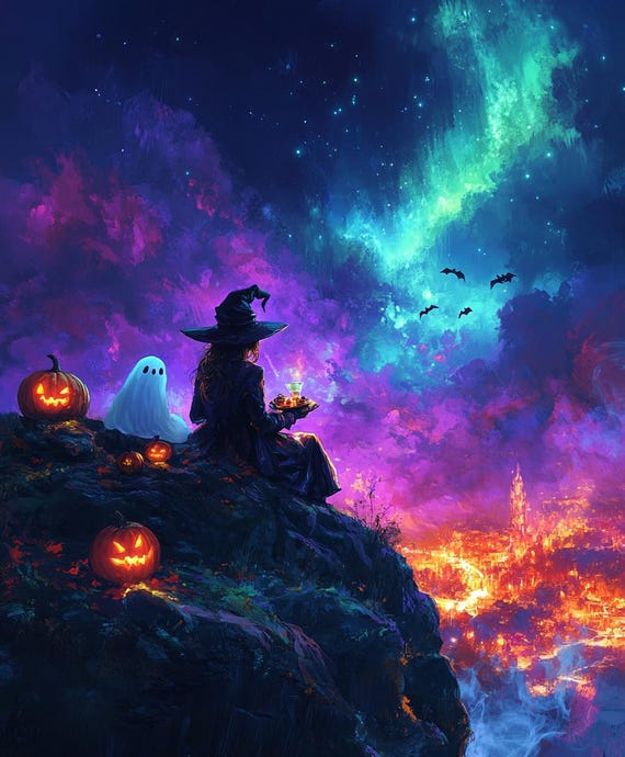Witch, Ghost, Pumpkin DIY Diamond Painting Kit, Full Square and Round Drill, Diamond Mosaic, Paint With Diamonds, Spooky Diamond Art Kit