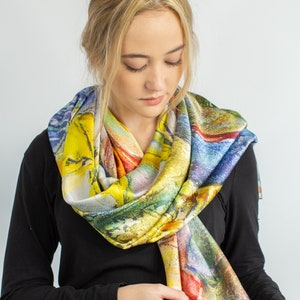 Elegant Multicolor Koi Fish Swirl Original Scarf  | Jill Krutick Fine Art