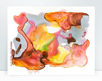 11 x 14" Watercolor Autumnal Abstract Watercolor by Jill Krutick | The Feed