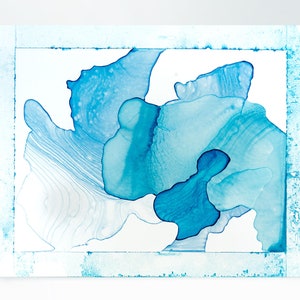 11 x 14 Watercolor Blue & White Abstract by Jill Krutick Contours Of The Earth: The Big Thaw 7 image 1