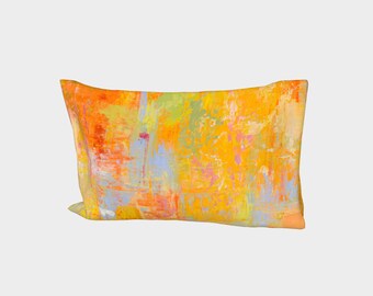 Yellow & Orange Silky Soft Cotton Sateen Pillow Sleeve | Original Print | Sunspots | Jill Krutick Fine Art