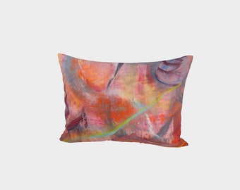 Pink & Orange Silky Soft Cotton Sateen Pillow Sham | Original Print | Snapdragon | Jill Krutick Fine Art