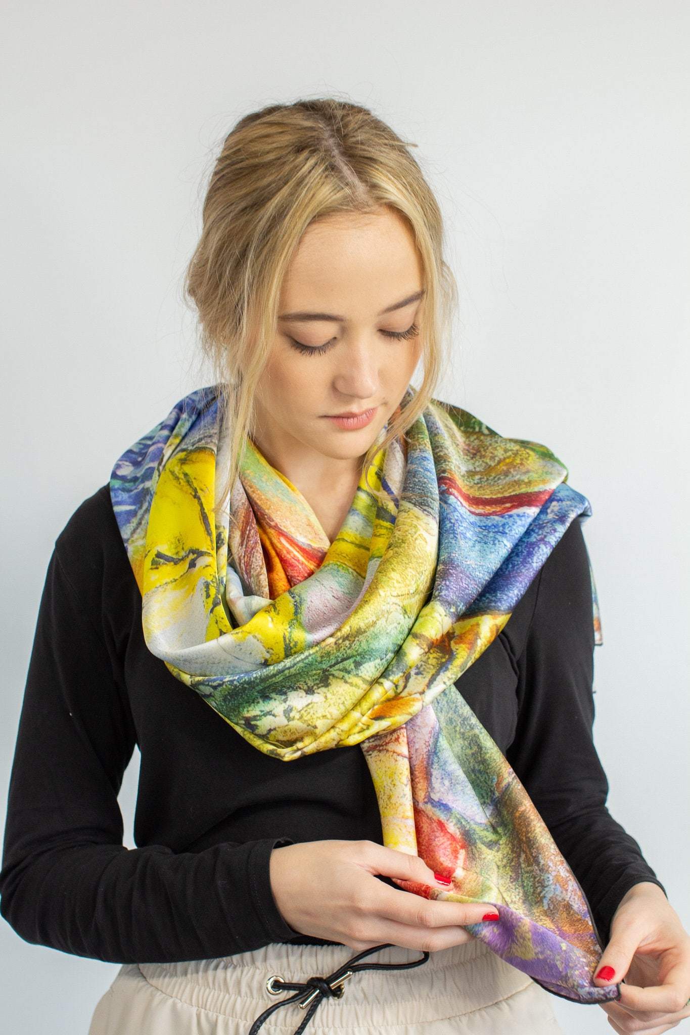 Stola Sciarpa Foulard di Chiffon Abito da sera BLU OTTANIO VERDE 2 x 0.7 mt