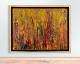 12 "x 16" Wasserfall Tropfen Regenbogen Original abstrakte Malerei, zeitgenössische Kunst Leinwand, Öl | Jungbrunnen | Jill Krutick Fine Art