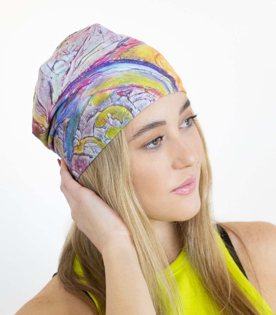 Bonnet à imprimé original coloré Fine Art, coupe décontractée, basé sur ...
