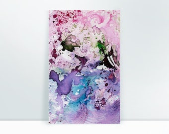 11" x 7" Watercolor Purple & Yellow Abstract by Jill Krutick | Purple Splash 1