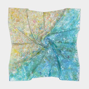 Shenandoah Valley Spring Yellow & Blue Original JillKrutickFineArt Print in Silk, Poly Chiffon, Matte Crepe, Satin Charmeuse - Square Scarf