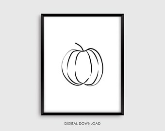 Fall Collection - Minimalist Pumpkin - Cute Autumn Printable - Fall Prints for Home - Digital Prints - Seasonal Wall Print - Instant Print