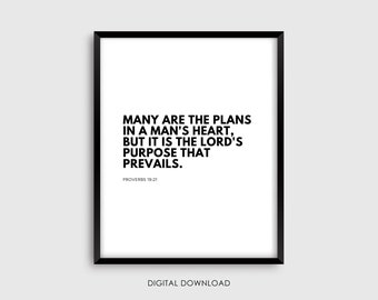 Veel zijn de plannen. - Spreuken 19:21 - Bijbelvers - Christian Wall Prints - Instant Download - Inspirerende Prints - Minimalistisch