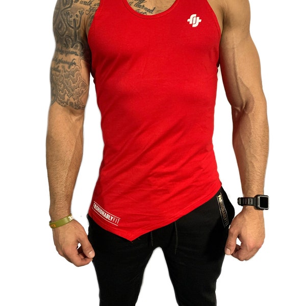 Men’s offset cut tank top/gym clothes/T-shirt/no sleeve