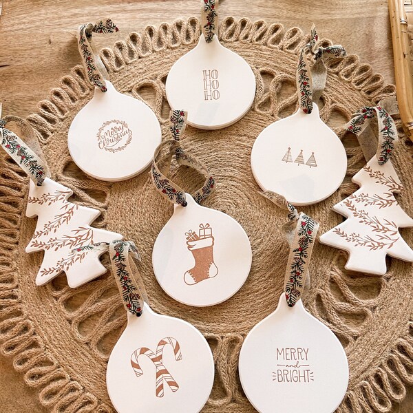 Boho | minimalist | ceramic Christmas ornaments | holiday decorations