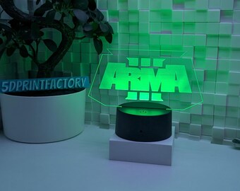 Officieel ARMA 3-logolampje: led-bord gamer met afstandsbediening