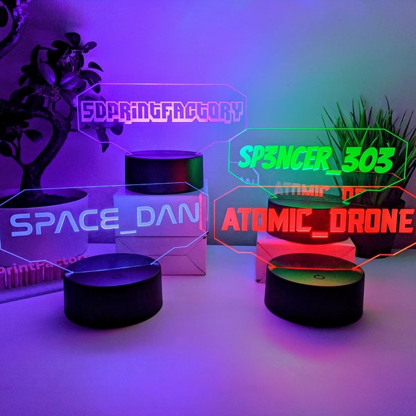 Personalized Gamertag LED Sign: Custom RGB Gaming Light