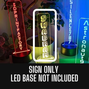 Alleen vervangend verticaal bord, gepersonaliseerd gamertag-bord, aangepast gamertag-bord, *** LED-basis niet inbegrepen ***