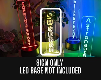 Vervangend verticaal gamertag-bord: aangepaste acrylplaat (LED-voet niet inbegrepen)
