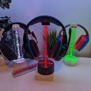 Engraved Headphone Stand, Custom Gamertag Light Sign, Personalized Headset Holder, Custom Streamer Headset Stand, Gamer Gift LED sign image 10