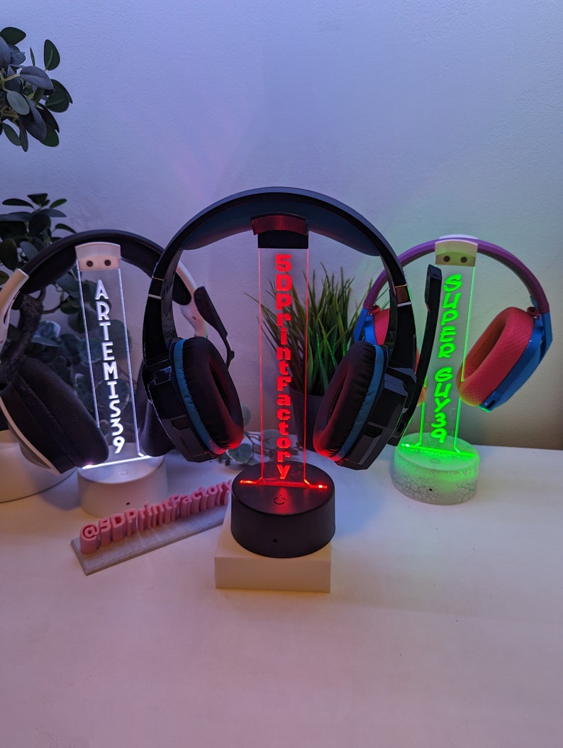 Engraved Headphone Stand, Custom Gamertag Light Sign, Personalized Headset Holder, Custom Streamer Headset Stand, Gamer Gift LED sign image 10