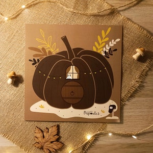 The Pumpkin House | Illustration 20x20cm | Affiche Automne - Décoration murale - Papeterie mignonne - Impression d'art illustré