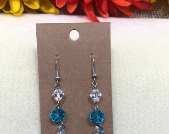 Light blue and clear glass earrings