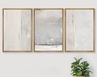 SIGNWIN 3 pièces encadrées toile impression mur art pastel gris abstrait paysage peinture impression moderne neutre minimaliste décor