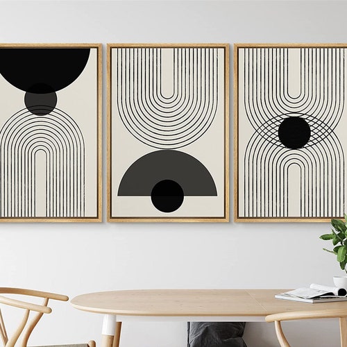 SIGWIN 3 Piece Framed Canvas Wall Art Abstract Geometric Print - Etsy