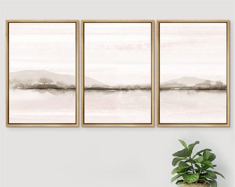 SIGNWIN 3 Piece Framed Canvas Wall Art Watercolor Abstract Mountains Nature Painting Prints Minimalist Modern Home Artwork Decoration