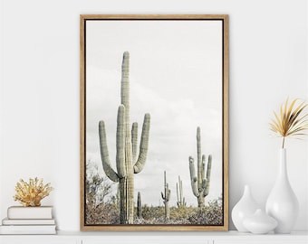 SIGNWIN Framed Canvas Print Wall Art Southwest Saguaro Cactus Succulent Desert Photography Modern Art Western Decor for Living Room