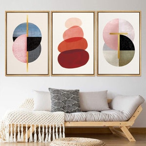 Abstract Wall Art, Modern Wall art, Geometric Wall Art Print, Framed Canvas Wall Art Set of 3, Minimalist Gallery Wall Set, Abstract Art