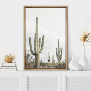 SIGNWIN Framed Canvas Print Wall Art Southwest Saguaro Cactus Succulent Desert Photography Modern Art Western Decor for Living Room