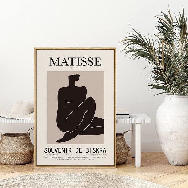 signwin Framed Canvas Wall Art Henri Matisse Nude Illustration Prints Modern Art Boho Decor for Living Room