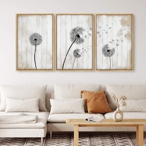 Artistic Abstract Dandelion on Vintage Wood Background 12"x18" Canvas Prints 
