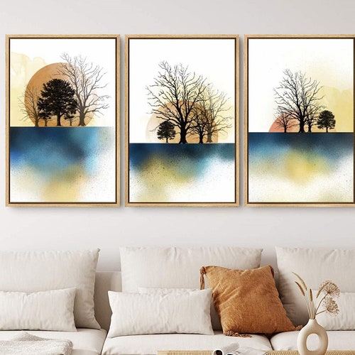 Signwin Framed Canvas Wall Art Gold Trees and Colorful - Etsy