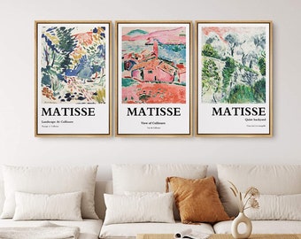 SIGNWIN Matisse Print Set of 3, Matisse Wall Art, Framed Canvas Wall Art, Matisse Framed Print, Gallery Wall Art Set, Mid Century Wall Art