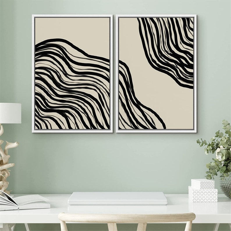 SIGNWIN 2 Piece Framed Canvas Wall Art Dark Geometric Spiral Etsy