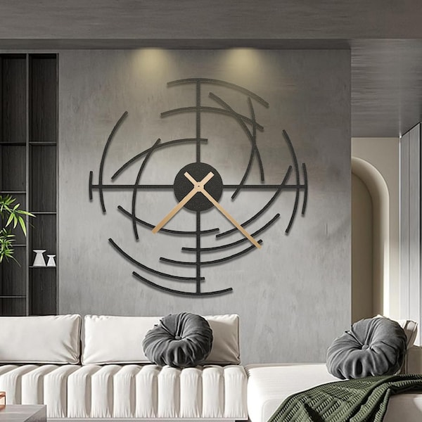 Large Metal Wall Clock, Unique Wall Clock, Silent Wall Clock, Wall Clock, Oversized Wall Clock, Retro Wall Clock