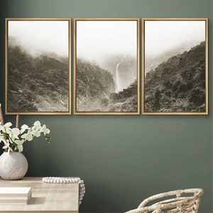 Signwin 3 Piece Framed Canvas Wall Art Green Forest Mountain Nature ...