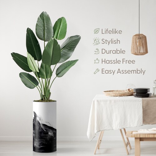 Artificial Tree in Contemporary Planter, Fake Bird shops of Paradise Silk Tree, Artificial Plant for Indoor and Outdoor Home Decoration