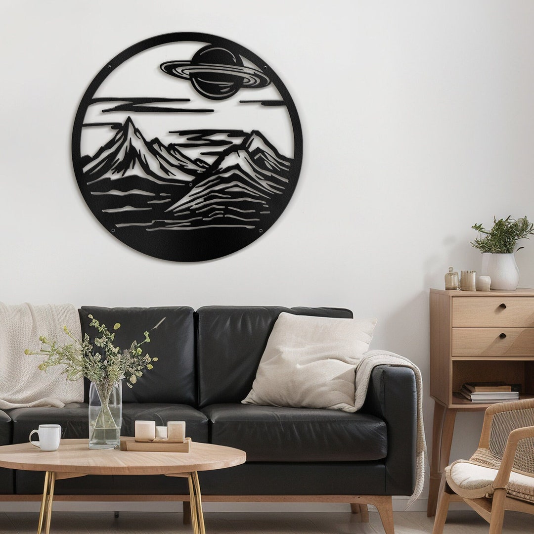 Large Metal Wall Art Mountain Range Top Sun Metal Wall Decor Nature ...