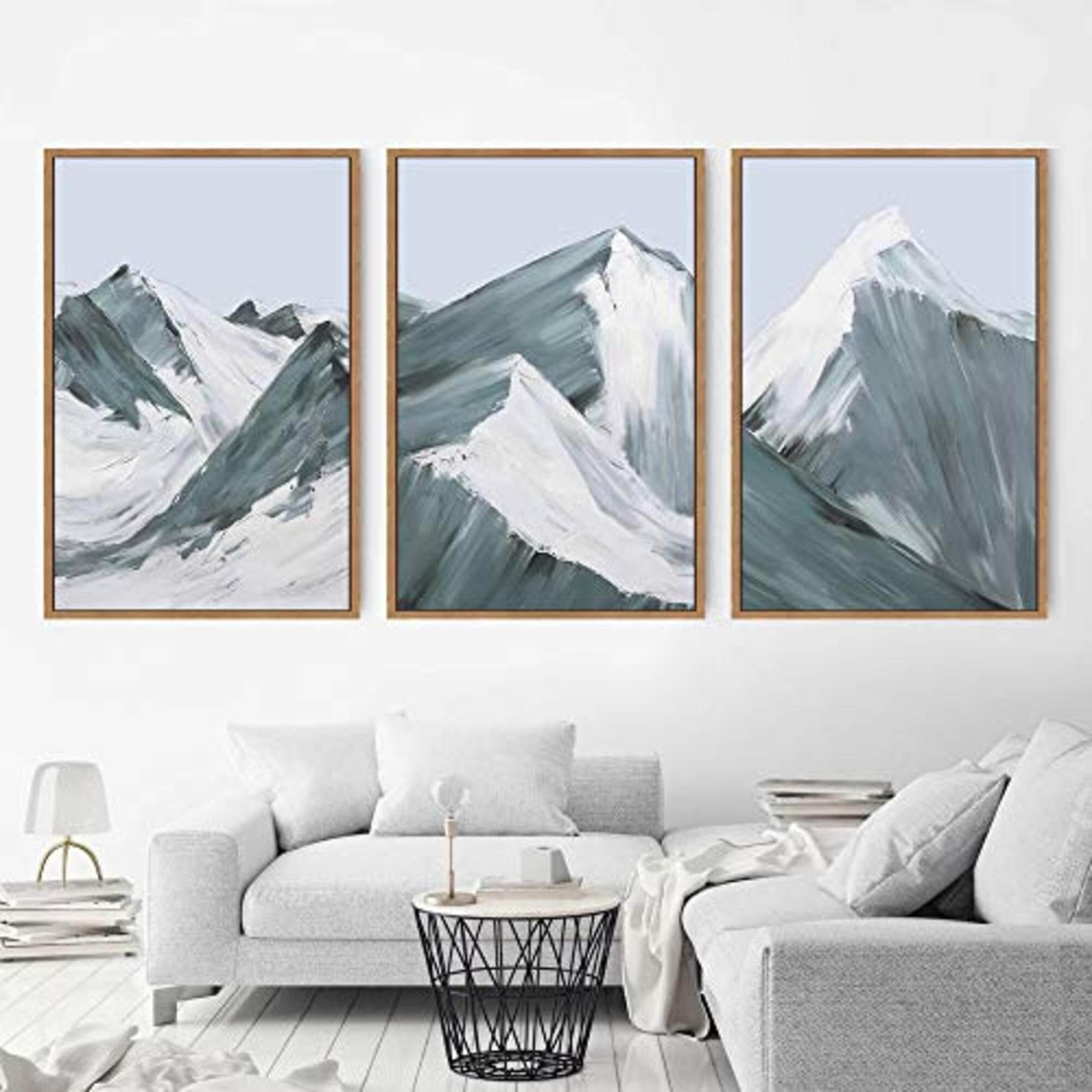 Signwin 3 Piece Framed Canvas Wall Art Snowy Mountains - Etsy