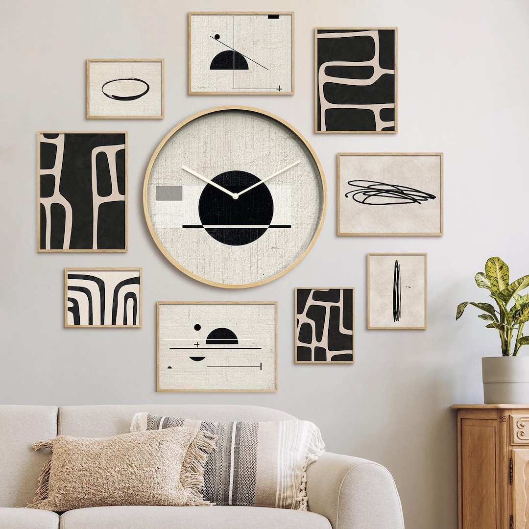 Gallery Wall Set of 9, Black Gallery Wall Print Set, Eclectic Wall Art ...